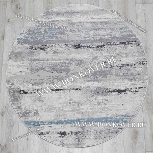 Ковер Турция Современный Дизайн 05 Серый с Голубым Круг