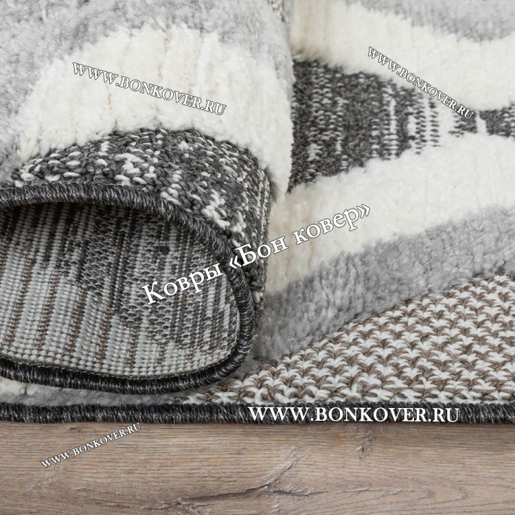 Турецкий Ковер Комфорт Дизайн 30082 Серый с Белым