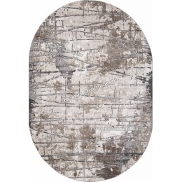 Абстрактный ковер дизайн 78 Серый с коричневым Овал