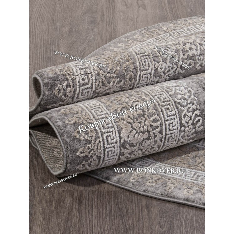 Классический ковер дизайн 93 Коричневый с серым овал